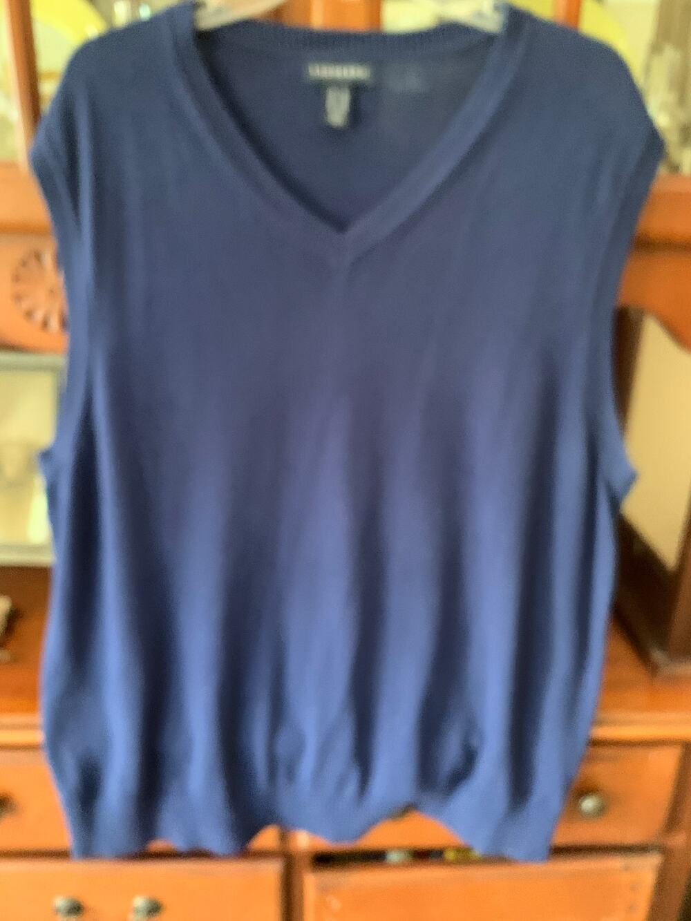 LANDS' END NAVY OVERSIZE SWEATER VESTSCHOOL PREPPY MEN'S SIZE XL
